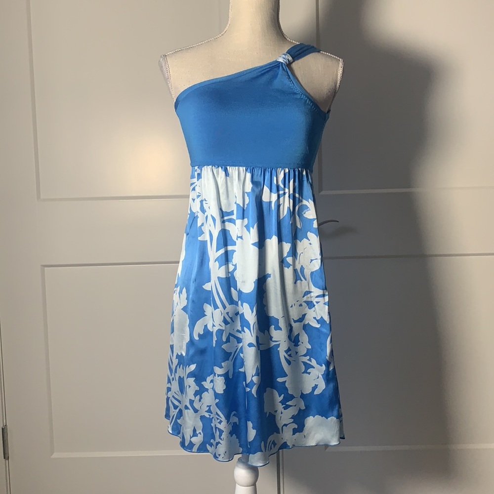 Bebe blue one shoulder dress